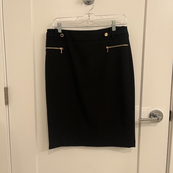 Calvin Klein Black Pencil Skirt with Gold Details - Picture 3 of 3